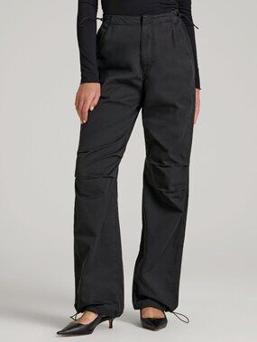 Garment Dyed Parachute Chino Pants for Tall Women in Vintage Black Garment Dyed